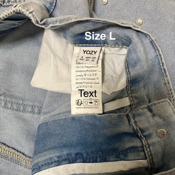 Light Blue Pearl Embellished Wide Leg High Rise Chunky L Women's Jeans - Picture 8 of 9